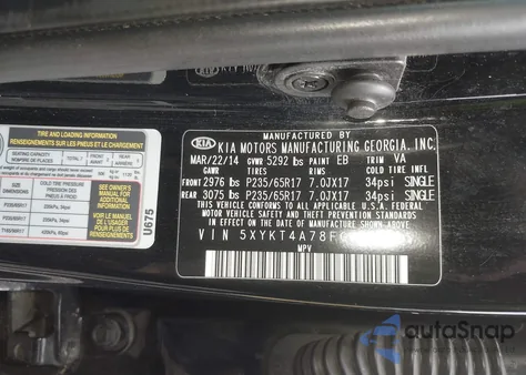 2015 Kia Sorento Lx V6 from USA, damaged, VIN 5XYKT4A78FG578465